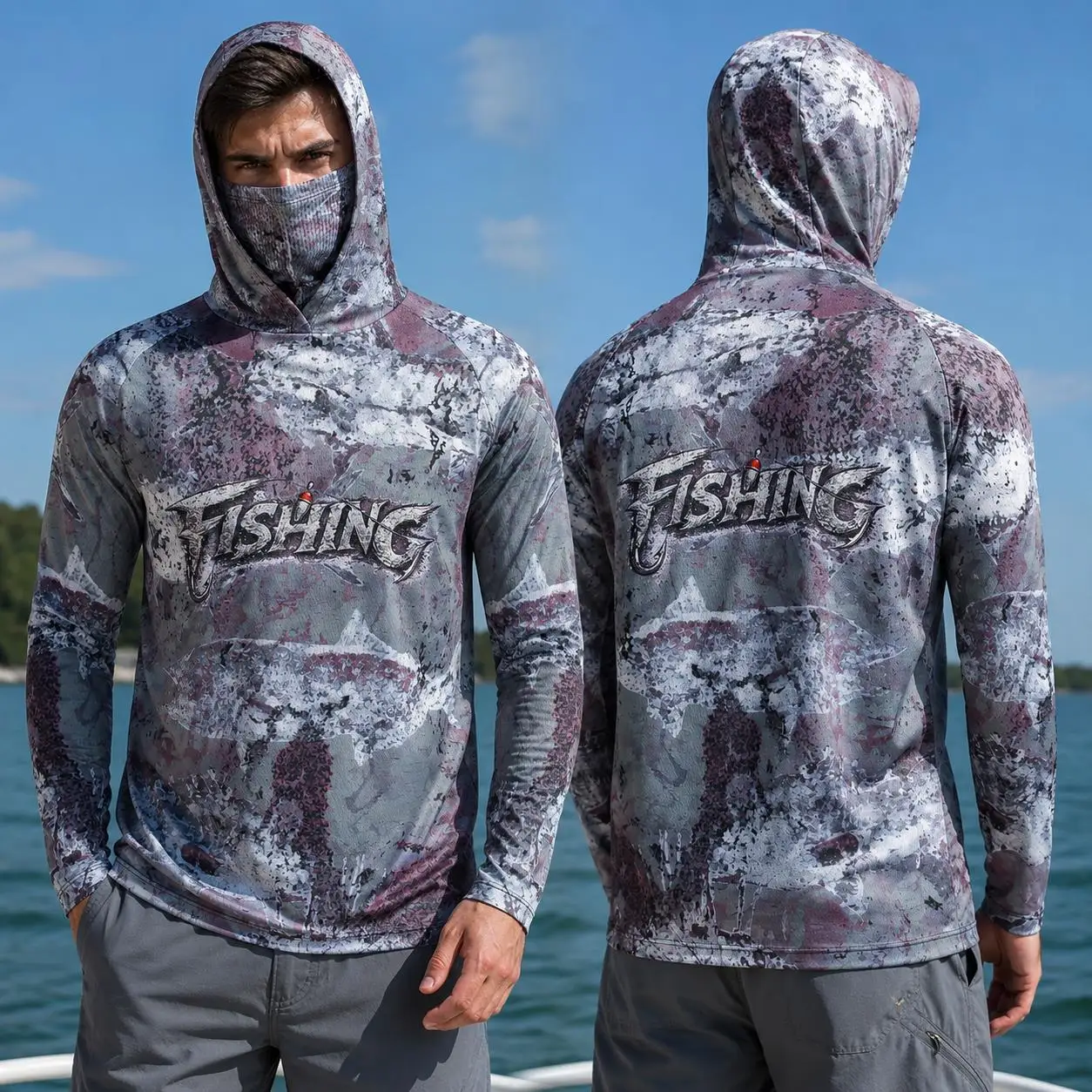 낚시용 셔츠, 후드 달린 남성용 낚시복, 긴팔, 야외용 - Fishing Mask Sun Protection 리뷰 및 가격