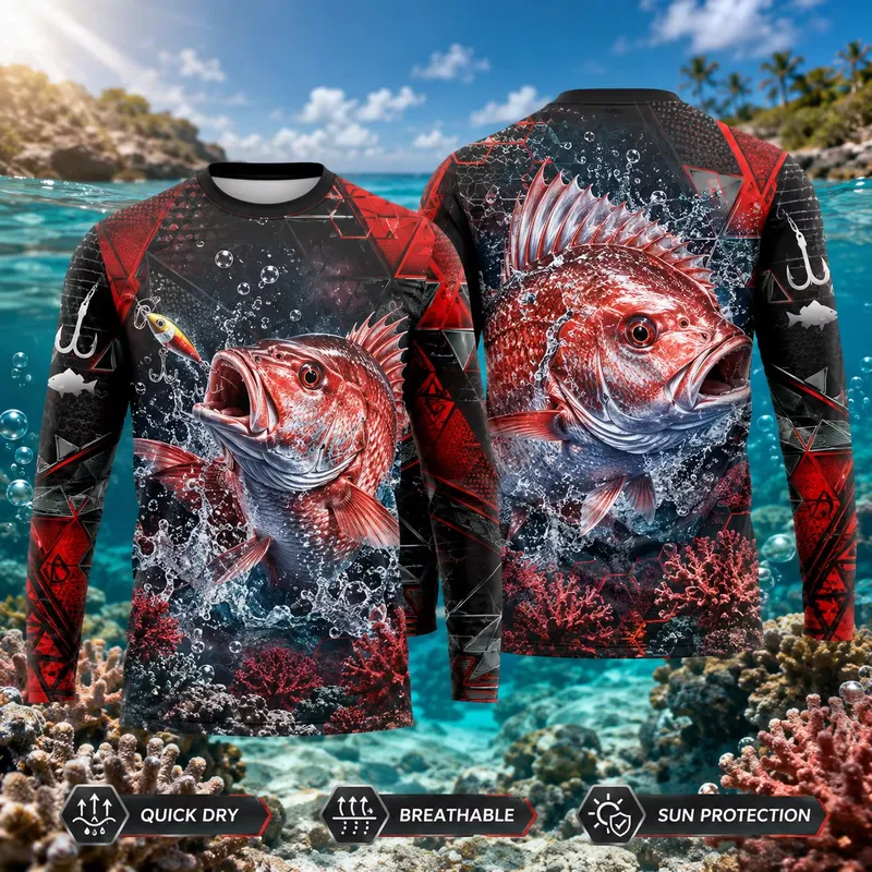 3D 프린팅 기법으로 제작된 캐주얼한 긴팔 빨간색 낚시 - Fishing Shirt Uv Protection 리뷰 및 가격