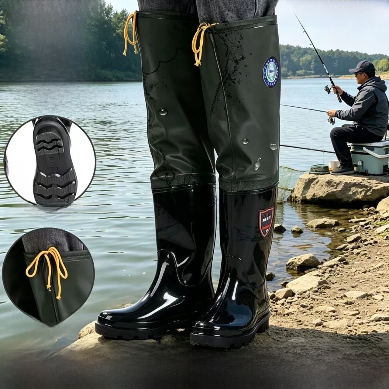 두꺼운 오버니 레인부츠 남성용 하이튜브 웨이딩 슈즈 낚 - Fishing Rain Suit 리뷰 및 가격