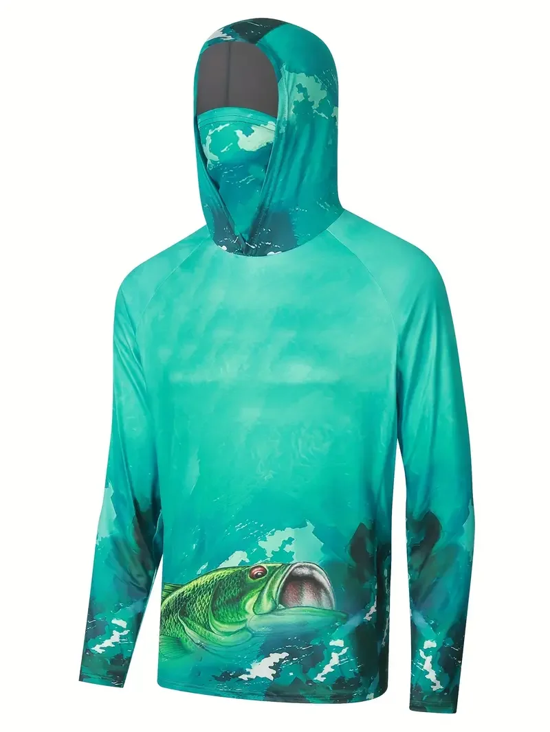 낚시용 셔츠, 후드 달린 남성용 낚시복, 야외용 여름용 - Fishing Mask Sun Protection 리뷰 및 가격